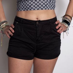 Forever 21 black cotton high rise shorts, size 27